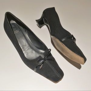 Stuart Weitzman Black Bow Kitten Heels